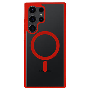 Matt MagSafe Red Magnetic Case Ochranný Kryt pre Samsung Galaxy S23 Ultra