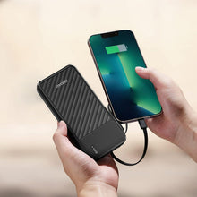Načítať obrázok do zobrazovača galérie, Dudao Pro Powerbank Black 10 000mAh so zabudovanými káblami (USB, MicroUSB, USB-C, Lightning) (Kopie)