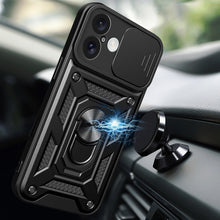 Načítať obrázok do zobrazovača galérie, Hybrid Camshield Ring Rugged Case Black Ochranný Kryt pre iPhone 16