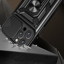 Načítať obrázok do zobrazovača galérie, Hybrid Camshield Ring Rugged Case Black Ochranný Kryt pre iPhone 16 Pro