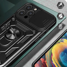 Načítať obrázok do zobrazovača galérie, Hybrid Camshield Ring Rugged Case Black Ochranný Kryt pre iPhone 16 Pro