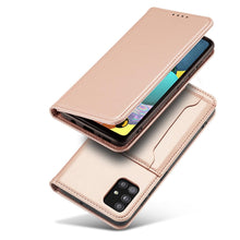 Načítať obrázok do zobrazovača galérie, Elegant Card Case Pink-Gold Ochranný Knižkový Kryt pre Samsung Galaxy A52 / A52 5G / A52s