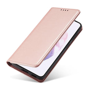 Elegant Card Case RoseGold Ochranný Knižkový Kryt pre Samsung Galaxy S22