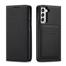 Načítať obrázok do zobrazovača galérie, Elegant Card Case Black Ochranný Knižkový Kryt pre Samsung Galaxy S22