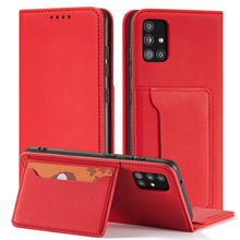 Načítať obrázok do zobrazovača galérie, Elegant Card Case Red Ochranný Knižkový Kryt pre Samsung Galaxy A52 / A52 5G / A52s