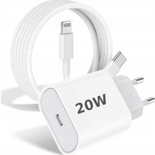 Načítať obrázok do zobrazovača galérie, Nabíjačka Fast-Charger 20W PD USB-C sieťový adaptér + Lightning kábel 1m