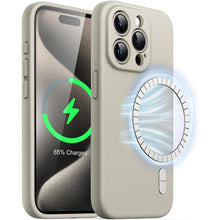 Načítať obrázok do zobrazovača galérie, MagSafe Silicone Case Beige Ochranný Kryt pre iPhone 15 Pro