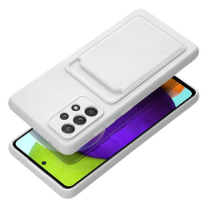 Card Wallet Silicone White Case Ochranný Kryt pre Samsung Galaxy A52 / A52 5G / A52s