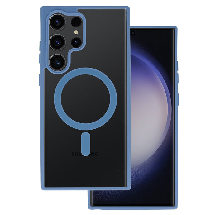 Matt MagSafe Blue Magnetic Case Ochranný Kryt pre Samsung Galaxy S23 Ultra