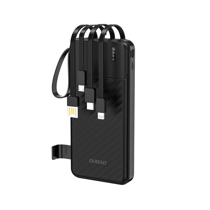 Dudao Pro Powerbank Black 10 000mAh so zabudovanými káblami (USB, MicroUSB, USB-C, Lightning) (Kopie)