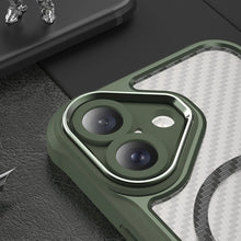 Načítať obrázok do zobrazovača galérie, MagSafe Carbon look Case Green Ochranný Kryt pre iPhone 16
