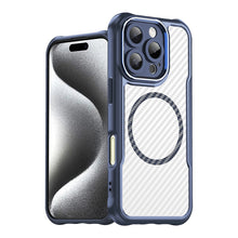 Načítať obrázok do zobrazovača galérie, MagSafe Carbon look Case Blue Ochranný Kryt pre iPhone 16 Pro Max

