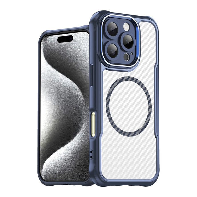 MagSafe Carbon look Case Blue Ochranný Kryt pre iPhone 16 Pro Max