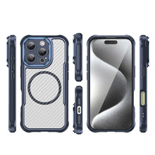 Načítať obrázok do zobrazovača galérie, MagSafe Carbon look Case Blue Ochranný Kryt pre iPhone 16 Pro Max
