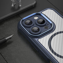 Načítať obrázok do zobrazovača galérie, MagSafe Carbon look Case Blue Ochranný Kryt pre iPhone 16 Pro Max
