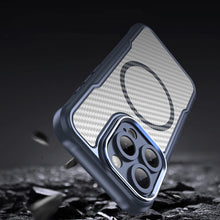 Načítať obrázok do zobrazovača galérie, MagSafe Carbon look Case Blue Ochranný Kryt pre iPhone 16 Pro Max

