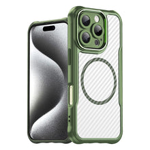 Načítať obrázok do zobrazovača galérie, MagSafe Carbon look Case Green Ochranný Kryt pre iPhone 16 Pro
