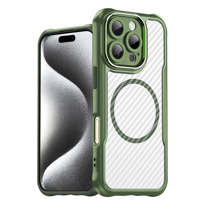 MagSafe Carbon look Case Green Ochranný Kryt pre iPhone 16 Pro
