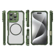 Načítať obrázok do zobrazovača galérie, MagSafe Carbon look Case Green Ochranný Kryt pre iPhone 16 Pro
