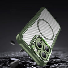 Načítať obrázok do zobrazovača galérie, MagSafe Carbon look Case Green Ochranný Kryt pre iPhone 16 Pro
