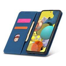 Načítať obrázok do zobrazovača galérie, Elegant Card Case Blue Ochranný Knižkový Kryt pre Samsung Galaxy A52 / A52 5G / A52s
