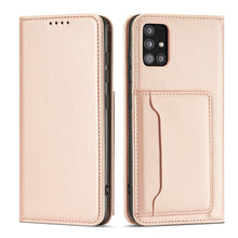 Načítať obrázok do zobrazovača galérie, Elegant Card Case Pink-Gold Ochranný Knižkový Kryt pre Samsung Galaxy A52 / A52 5G / A52s
