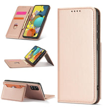 Načítať obrázok do zobrazovača galérie, Elegant Card Case Pink-Gold Ochranný Knižkový Kryt pre Samsung Galaxy A52 / A52 5G / A52s

