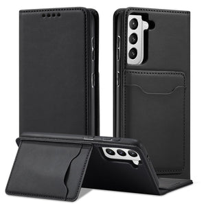 Elegant Card Case Black Ochranný Knižkový Kryt pre Samsung Galaxy S22