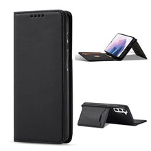 Načítať obrázok do zobrazovača galérie, Elegant Card Case Black Ochranný Knižkový Kryt pre Samsung Galaxy S22
