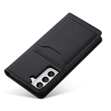 Načítať obrázok do zobrazovača galérie, Elegant Card Case Black Ochranný Knižkový Kryt pre Samsung Galaxy S22
