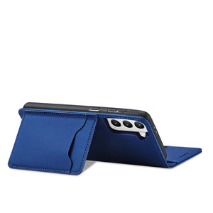 Elegant Card Case Blue Ochranný Knižkový Kryt pre Samsung Galaxy S22