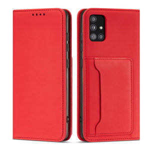 Elegant Card Case Red Ochranný Knižkový Kryt pre Samsung Galaxy A52 / A52 5G / A52s