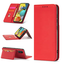 Načítať obrázok do zobrazovača galérie, Elegant Card Case Red Ochranný Knižkový Kryt pre Samsung Galaxy A52 / A52 5G / A52s
