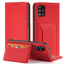 Načítať obrázok do zobrazovača galérie, Elegant Card Case Red Ochranný Knižkový Kryt pre Samsung Galaxy A52 / A52 5G / A52s
