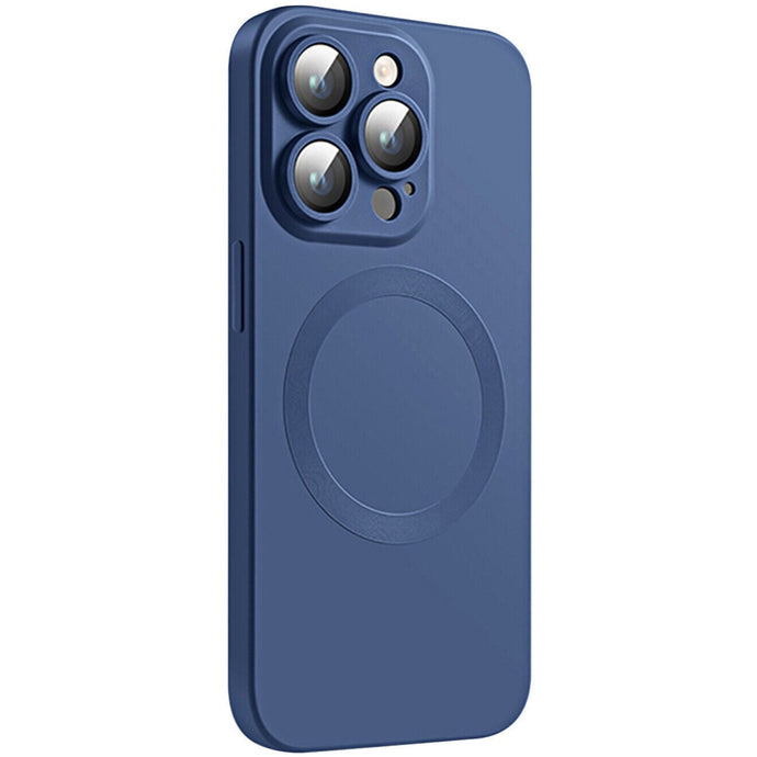 Camera Lens Protect MagSafe Silicone Case Blue Ochranný Kryt pre iPhone 14 Pro Max