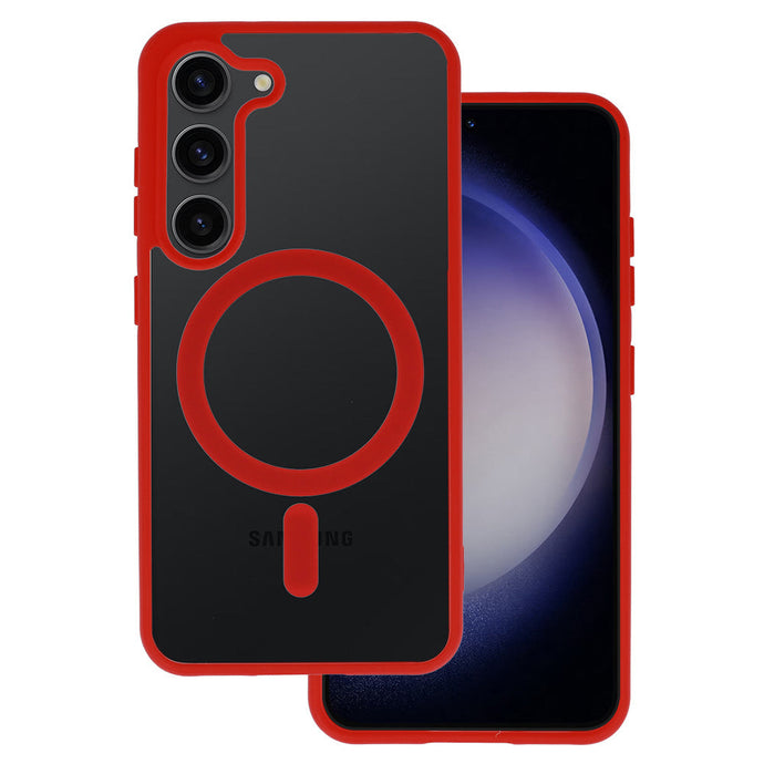 Matt MagSafe Red Magnetic Case Ochranný Kryt pre Samsung Galaxy S22