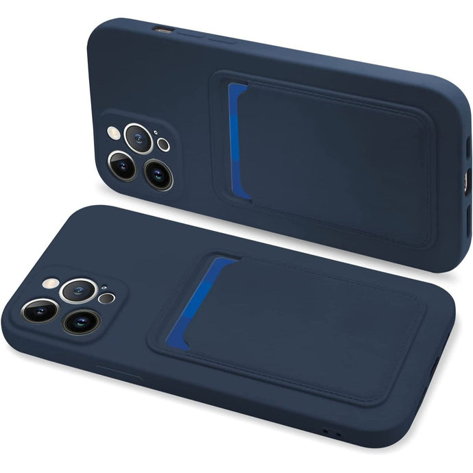 Card Case Navy Blue Silicone Ochranný Kryt pre iPhone 12 Pro