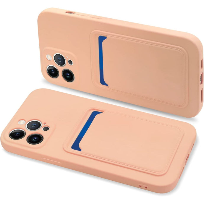 Card Case Pink Silicone Ochranný Kryt pre iPhone 14 Pro