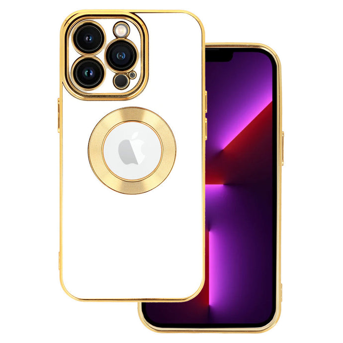 Shockproof Case Gold-White Ochranný Kryt s ochranou fotoaparátu pre iPhone 13 Pro Max