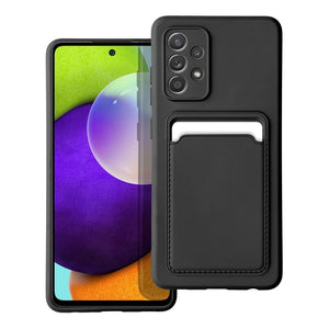 Card Wallet Silicone Black Case Ochranný Kryt pre Samsung Galaxy A52 / A52 5G / A52s