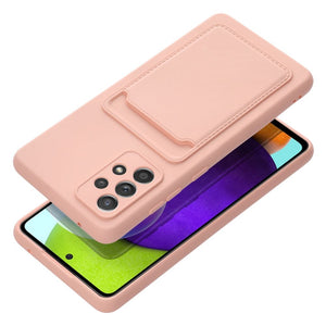 Card Wallet Silicone Pink Case Ochranný Kryt pre Samsung Galaxy A52 / A52 5G / A52s