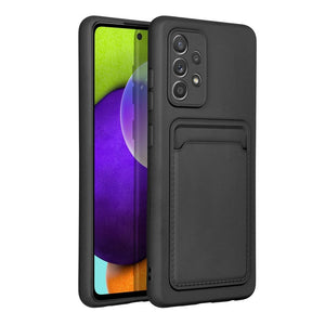 Card Wallet Silicone Black Case Ochranný Kryt pre Samsung Galaxy A52 / A52 5G / A52s