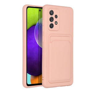 Card Wallet Silicone Pink Case Ochranný Kryt pre Samsung Galaxy A52 / A52 5G / A52s