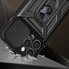 Načítať obrázok do zobrazovača galérie, Hybrid Camshield Ring Rugged Case Black Ochranný Kryt pre iPhone 14 Pro
