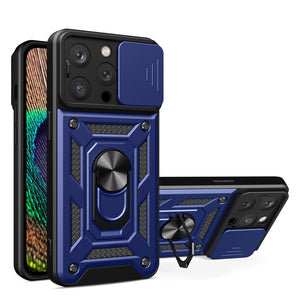 Hybrid Camshield Ring Rugged Case Blue Ochranný Kryt pre iPhone 14 Pro Max