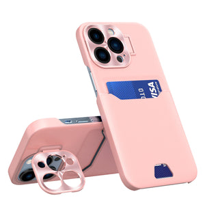 Leather Stand Card Case Pink Ochranný Kryt pre iPhone 14 Pro