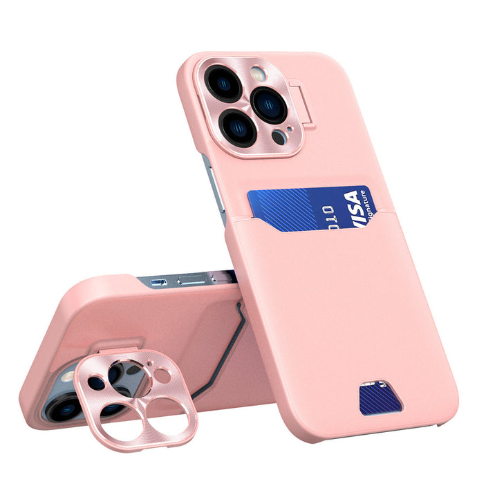 Leather Stand Card Case Pink Ochranný Kryt pre iPhone 14