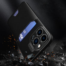 Načítať obrázok do zobrazovača galérie, Leather Stand Card Case Black Ochranný Kryt pre iPhone 14 Pro Max
