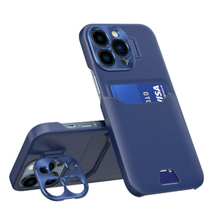 Leather Stand Card Case Blue Ochranný Kryt pre iPhone 14 Pro Max