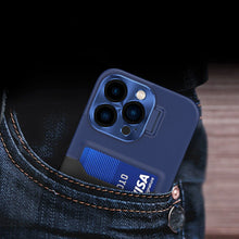 Načítať obrázok do zobrazovača galérie, Leather Stand Card Case Blue Ochranný Kryt pre iPhone 14 Pro Max
